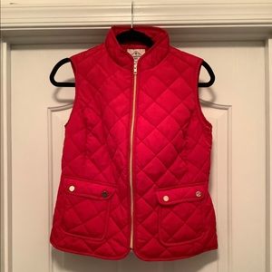 St Johns Bay Womens Quilted Vest Zip Petite Sm Red
